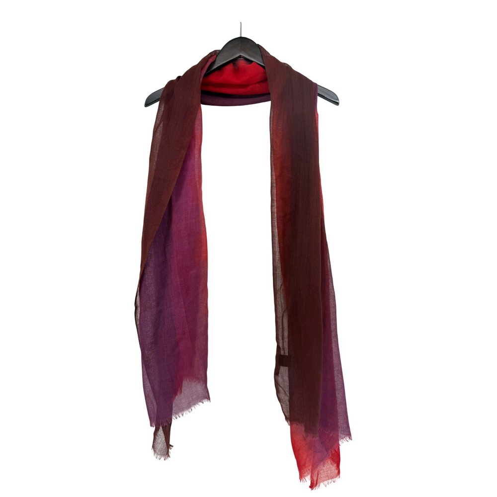 Peruvian Connection Wool Silk Ombre Scarf Red Burgundy Purple Fringe Wrap Shawl - Picture 4 of 6